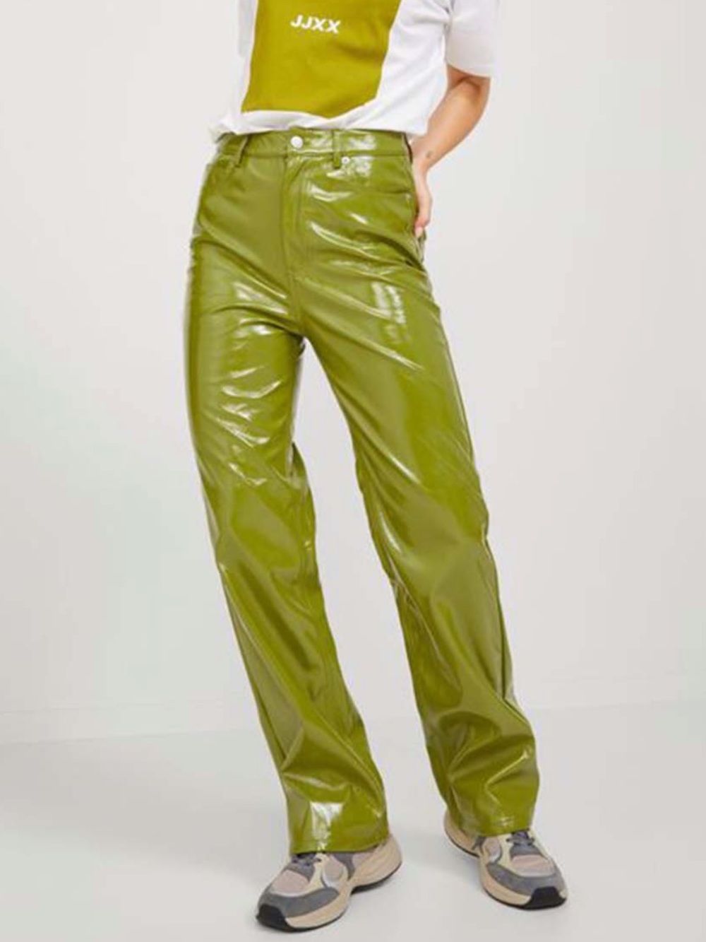 JJXX Shiny Olive Green Pants NWT